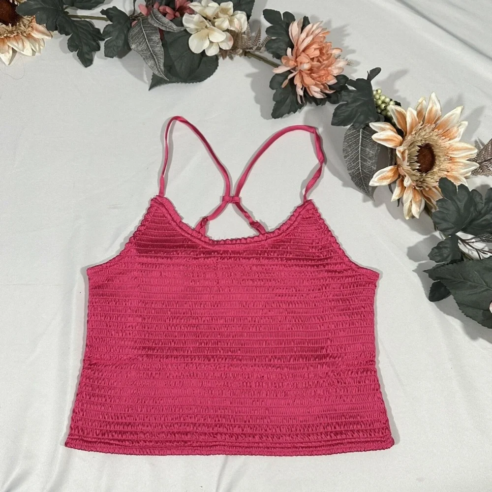 NWT $58 Free People [ Small ] Smocked Right‎ on Time Camisole Fuchsia Pink